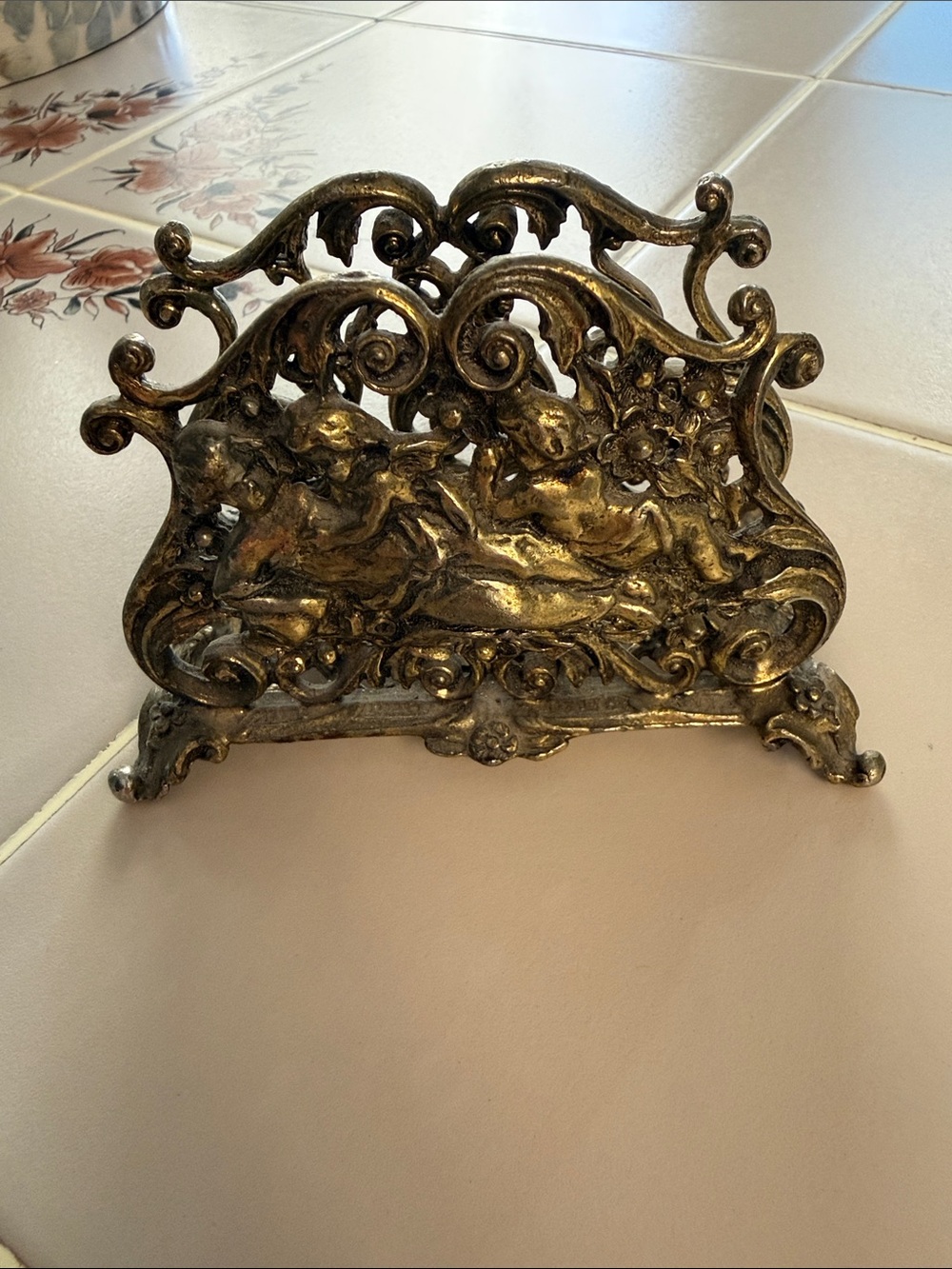vintage brass letter holder
